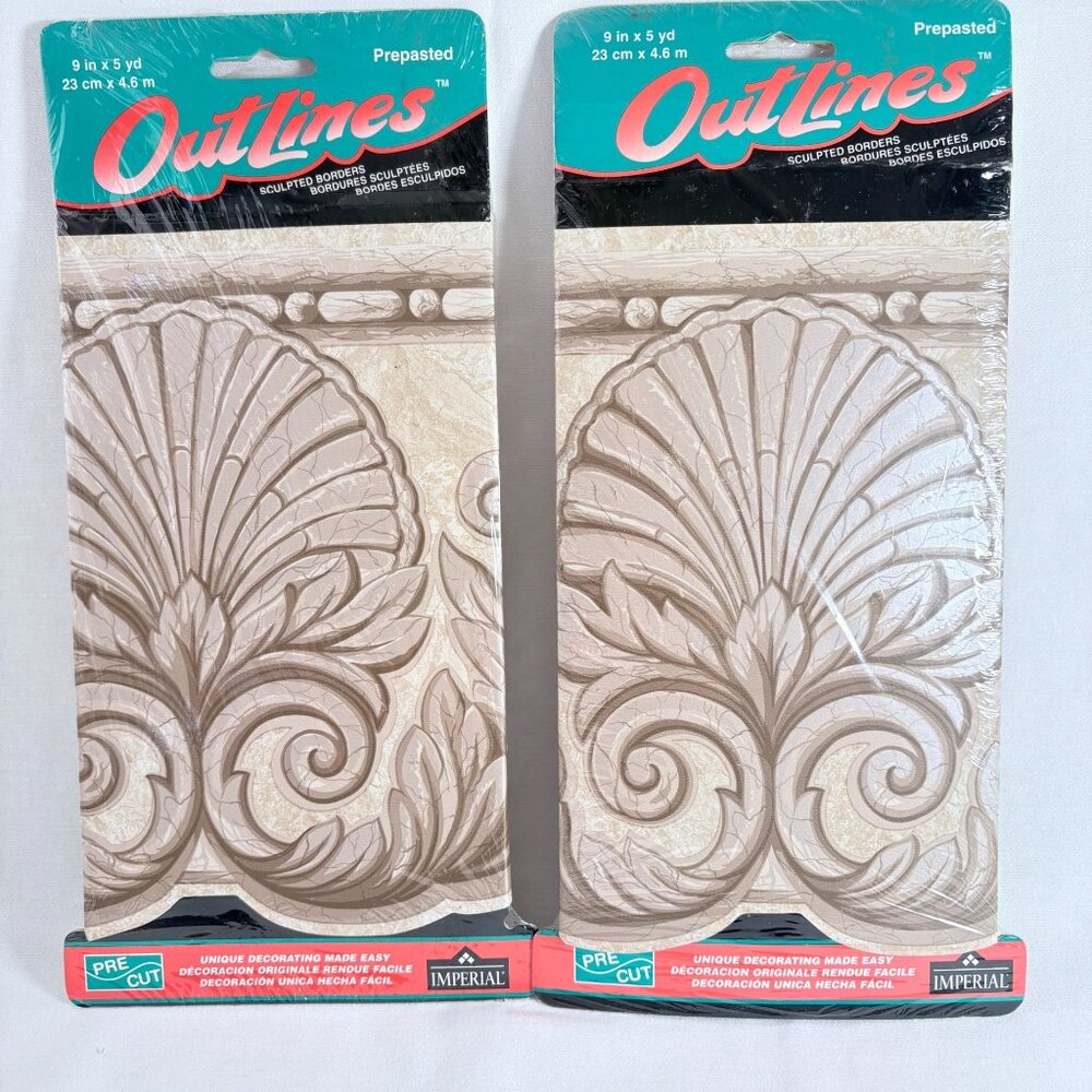 Vintage Imperial Outlines Formal‎ Architectural 2x Wallpaper Border 10 yds NOS